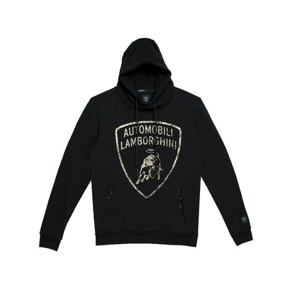 Lamborghini Men's Golden Large Bull Hooded Sweatshirt Black
