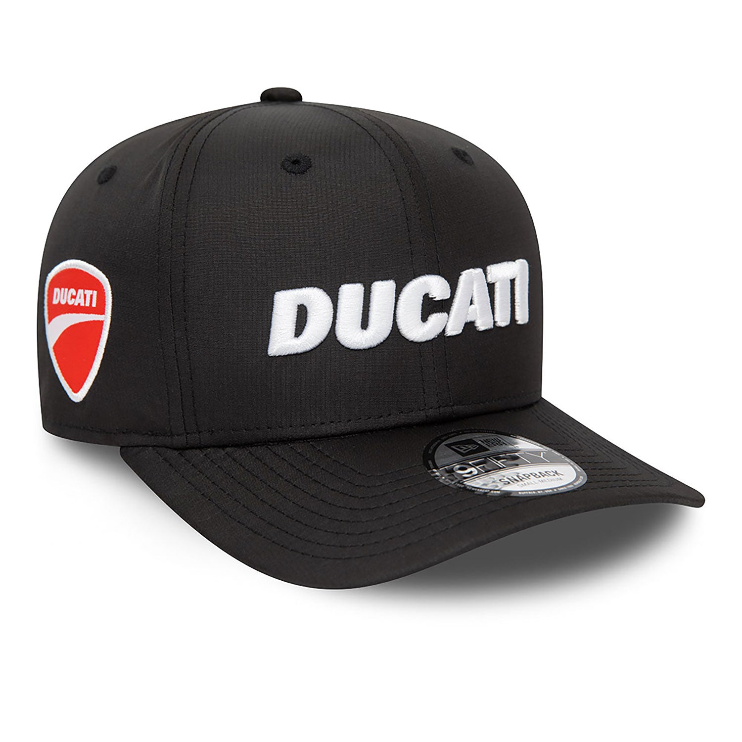 Ducati Motor Logo Ripstop Pre Curve Snapback Cap Black