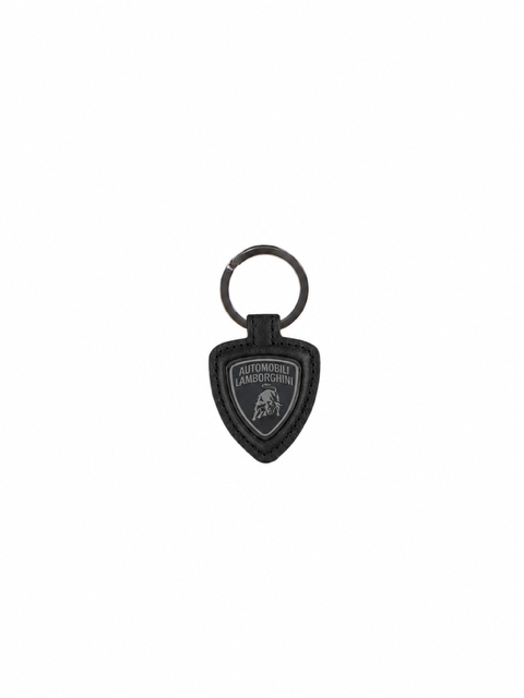 Lamborghini Shield Logo Leather Keyring Black