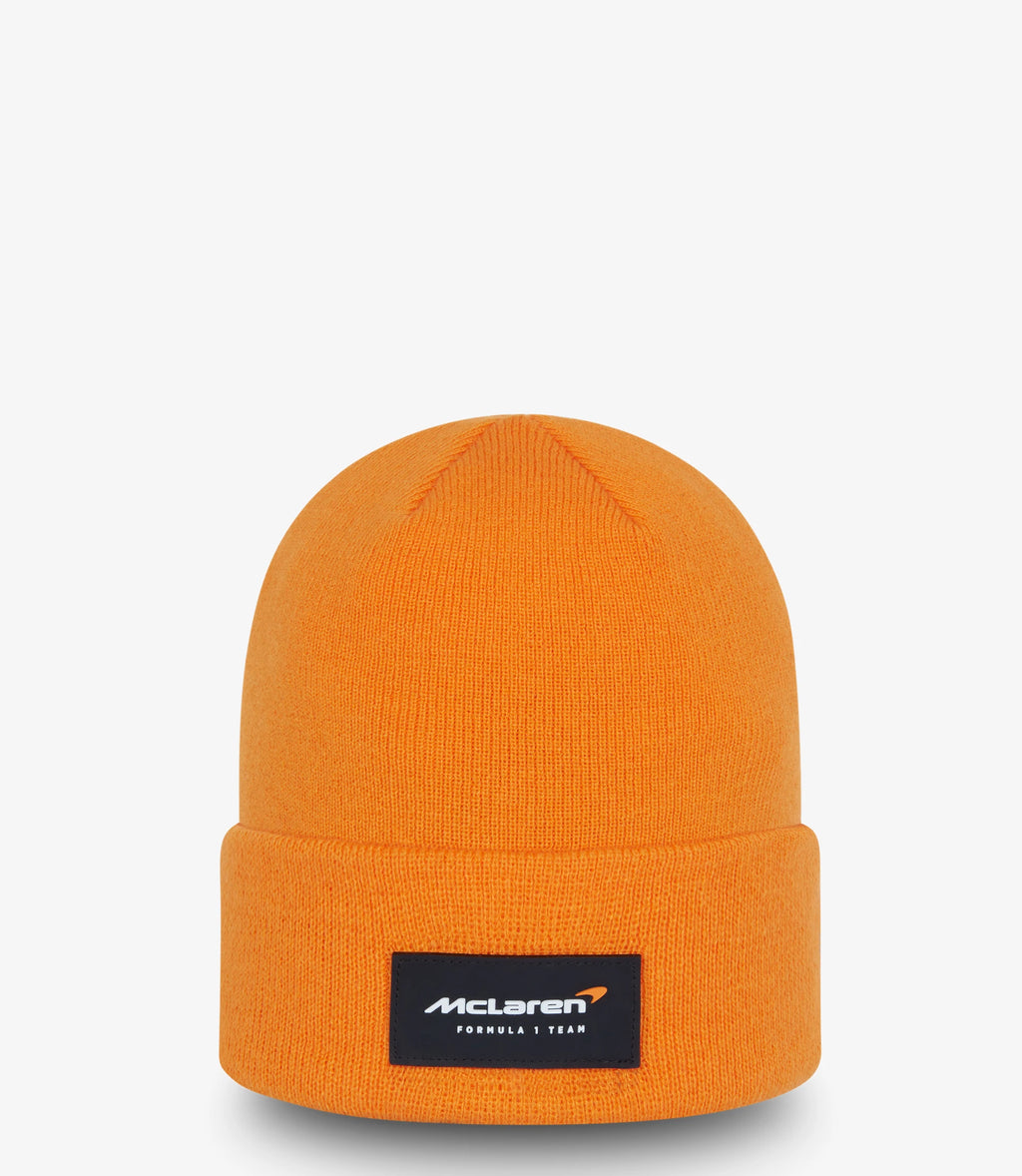 McLaren F1 Team Essential Logo Cuff Knit Beanie Hat Orange
