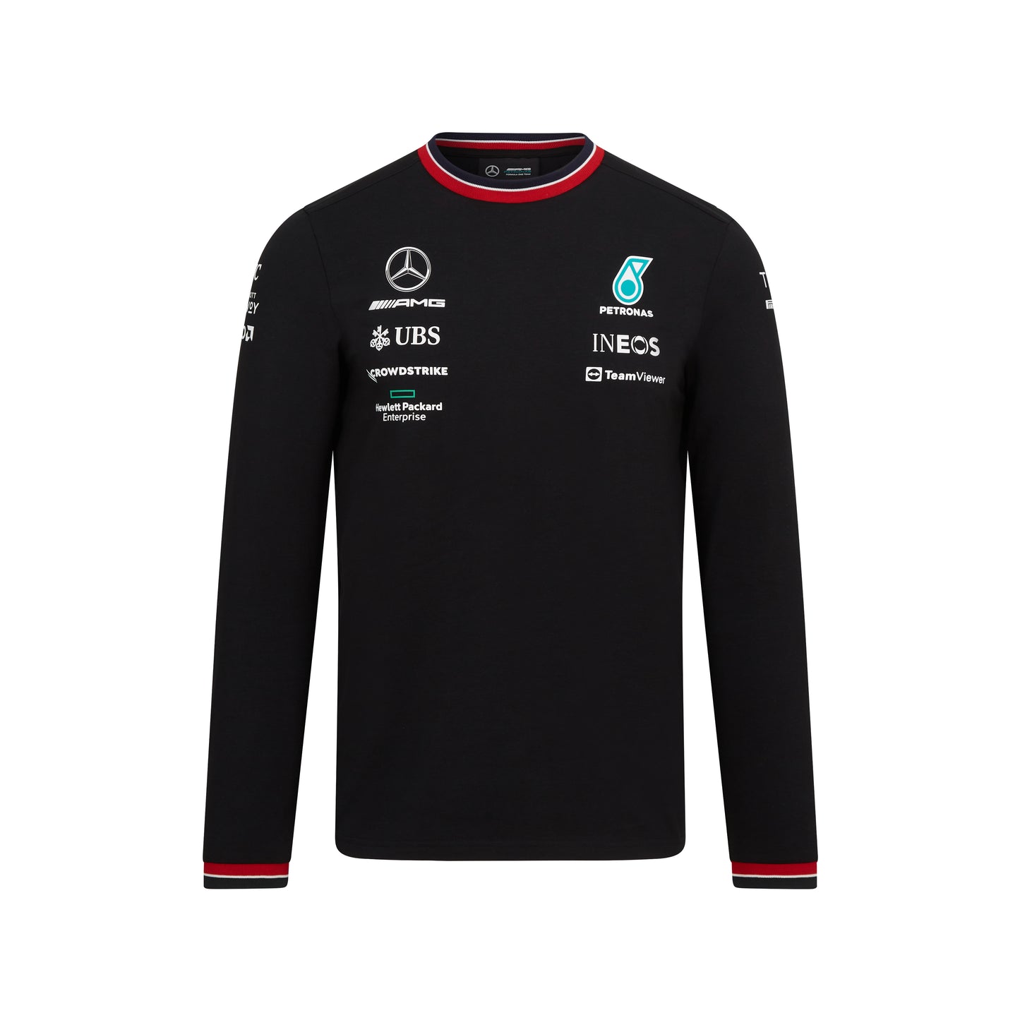 Mercedes Benz AMG Petronas F1 Men's Team Long Sleeve T-Shirt Black