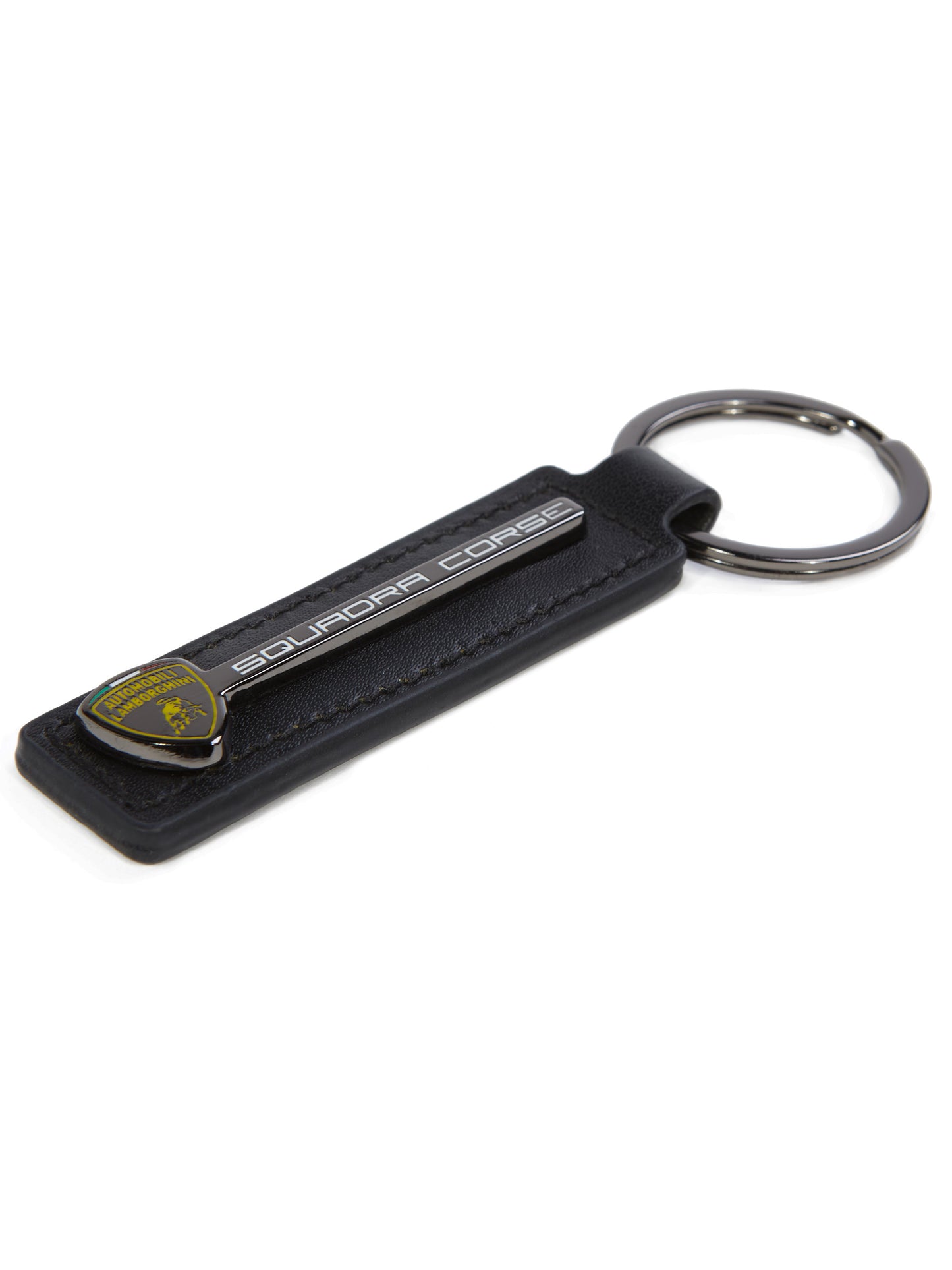 Lamborghini Squadra Corse Leather Keyring Black