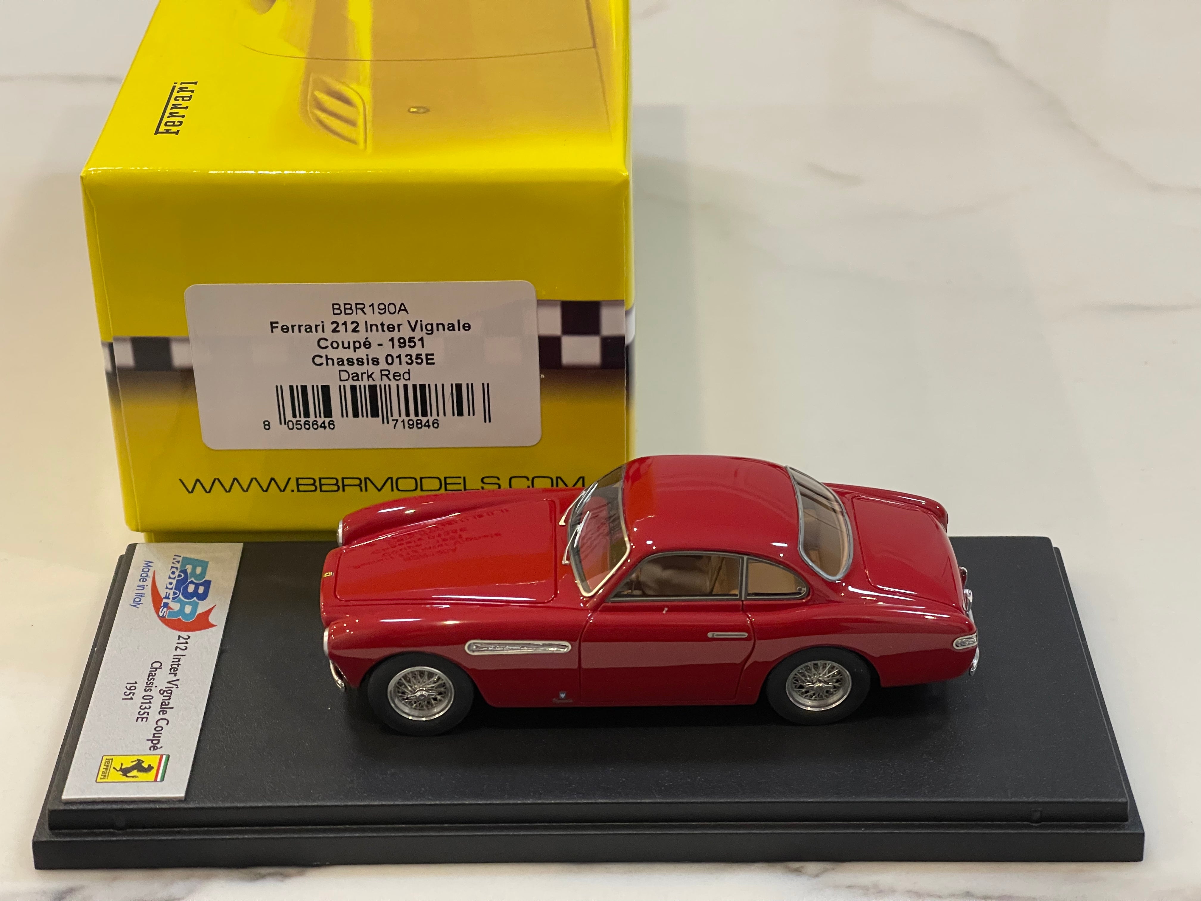 BBR 1/43 Ferrari 212 Inter Vignale Coupe 0135E 1951 Dark Red BBR190A