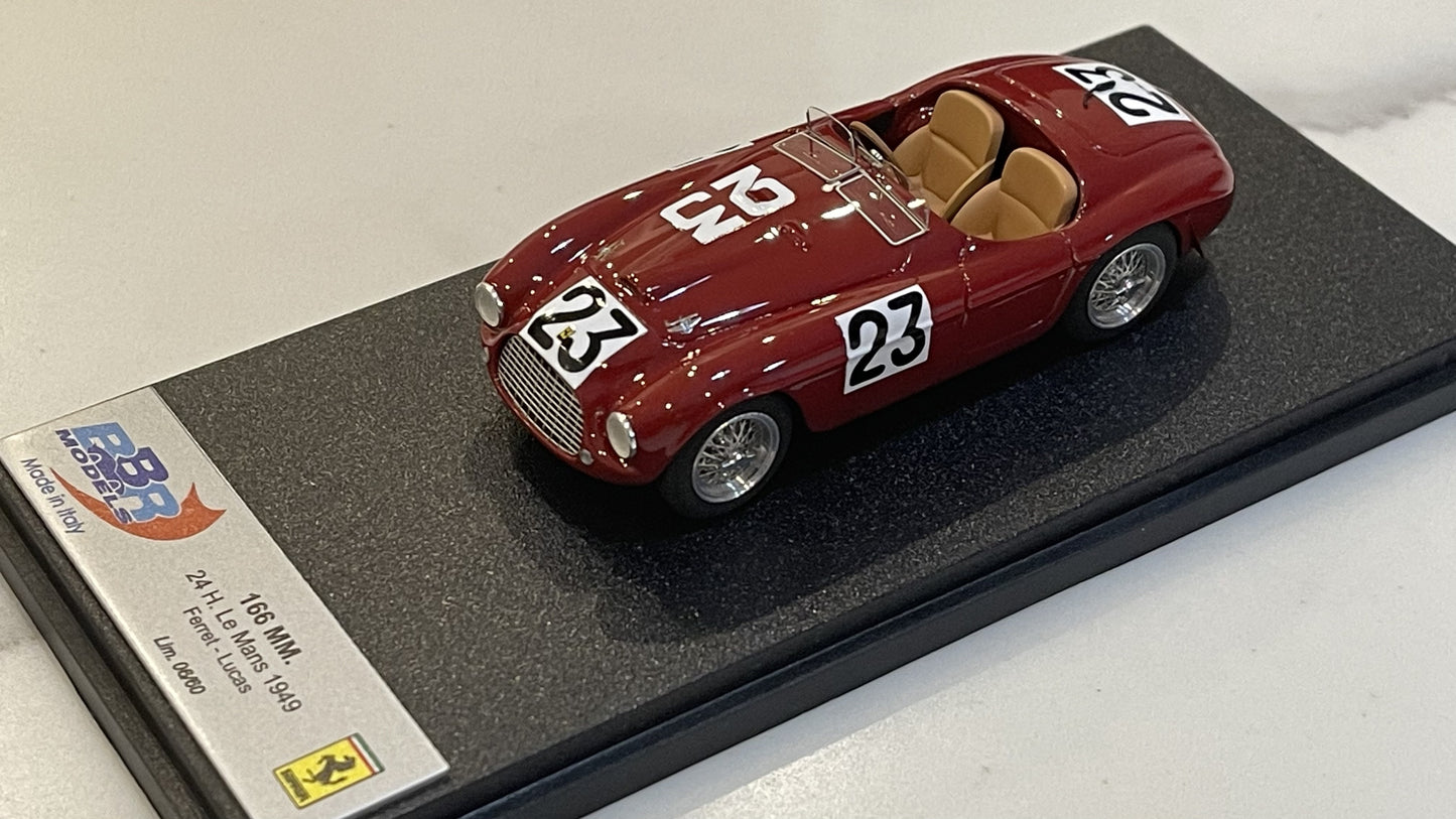 BBR 1/43 Ferrari 166 MM 24 Hours Le Mans 1949 Dark Red No. 23 BBR68D