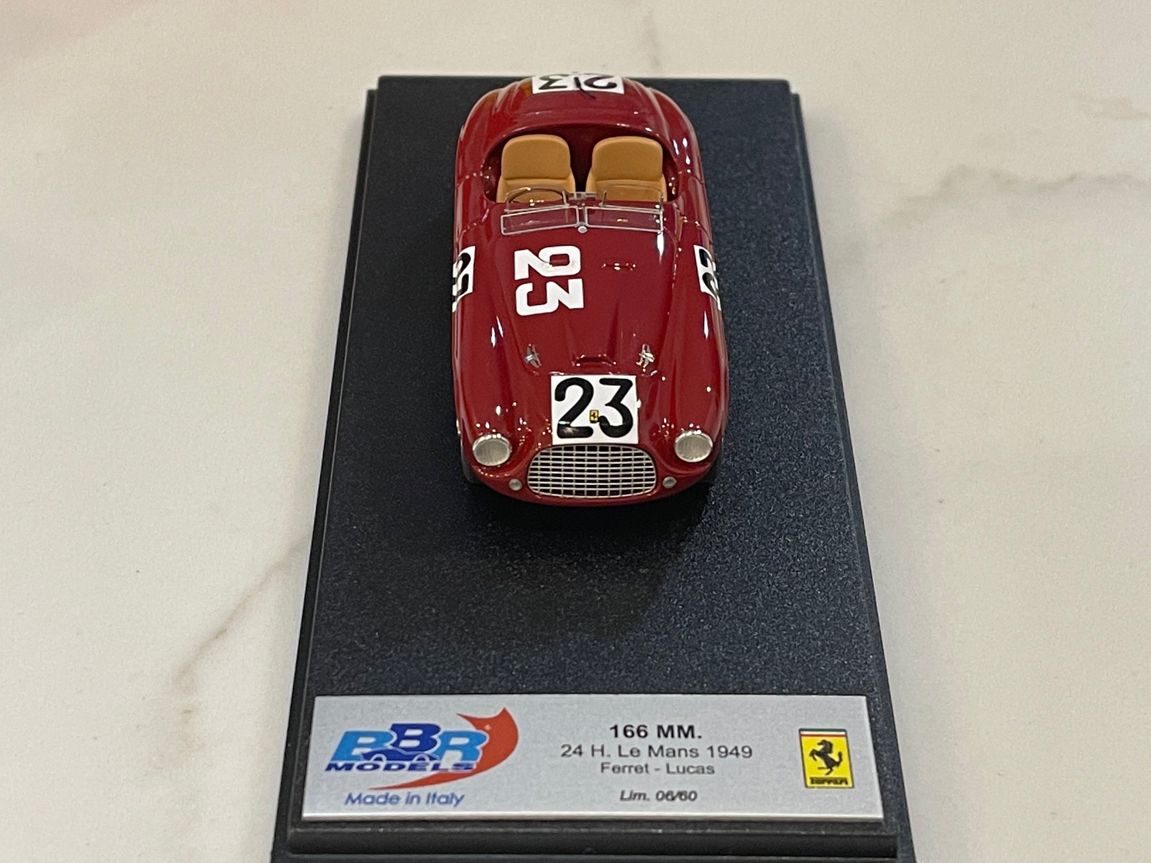 BBR 1/43 Ferrari 166 MM 24 Hours Le Mans 1949 Dark Red No. 23 BBR68D