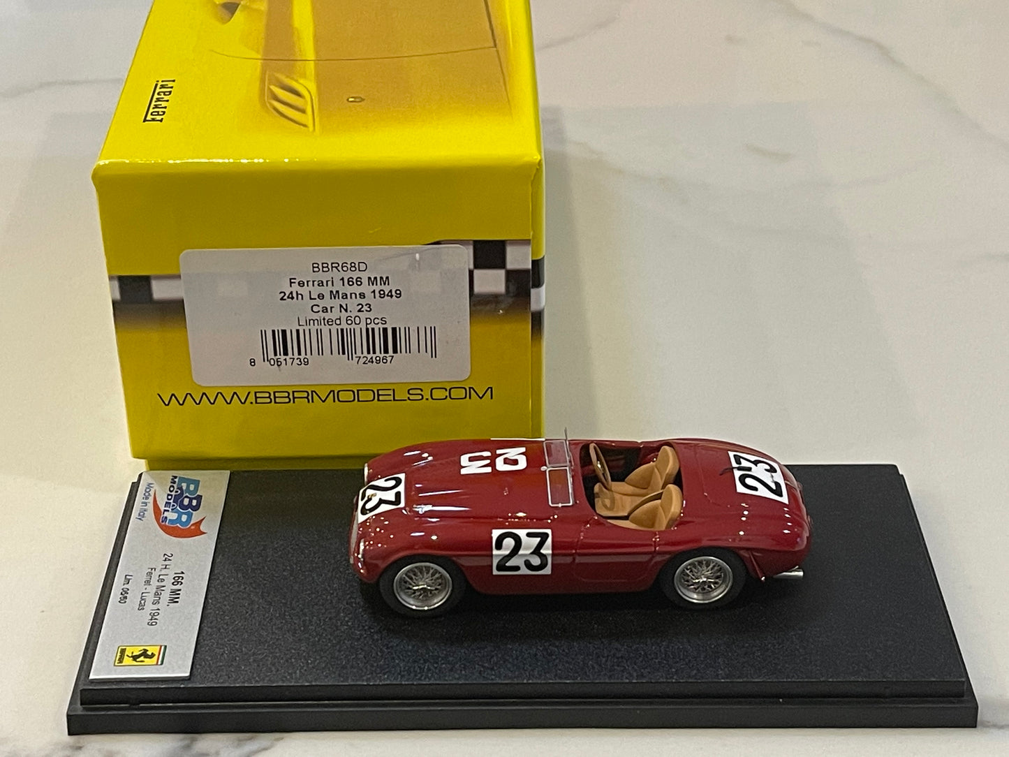 BBR 1/43 Ferrari 166 MM 24 Hours Le Mans 1949 Dark Red No. 23 BBR68D