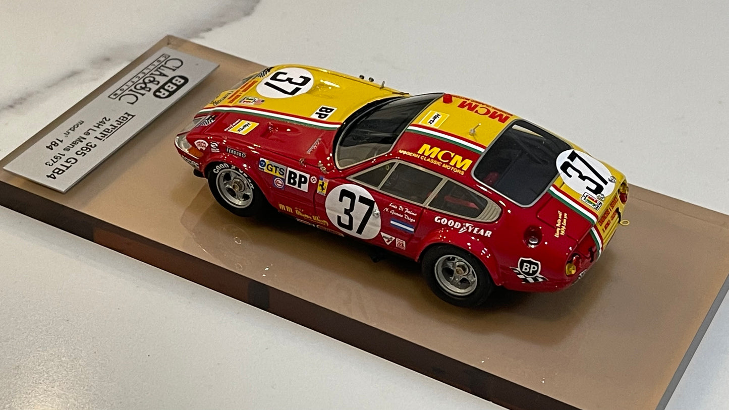 BBR 1/43 Ferrari 365 GTB4 24 Hours Le Mans 1973 Red/Yellow No. 37 BC11