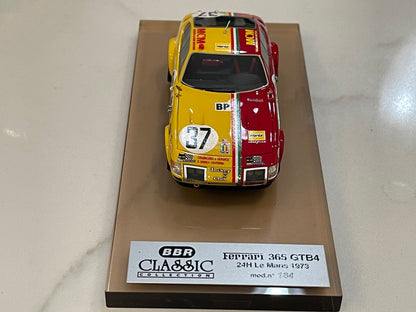 BBR 1/43 Ferrari 365 GTB4 24 Hours Le Mans 1973 Red/Yellow No. 37 BC11