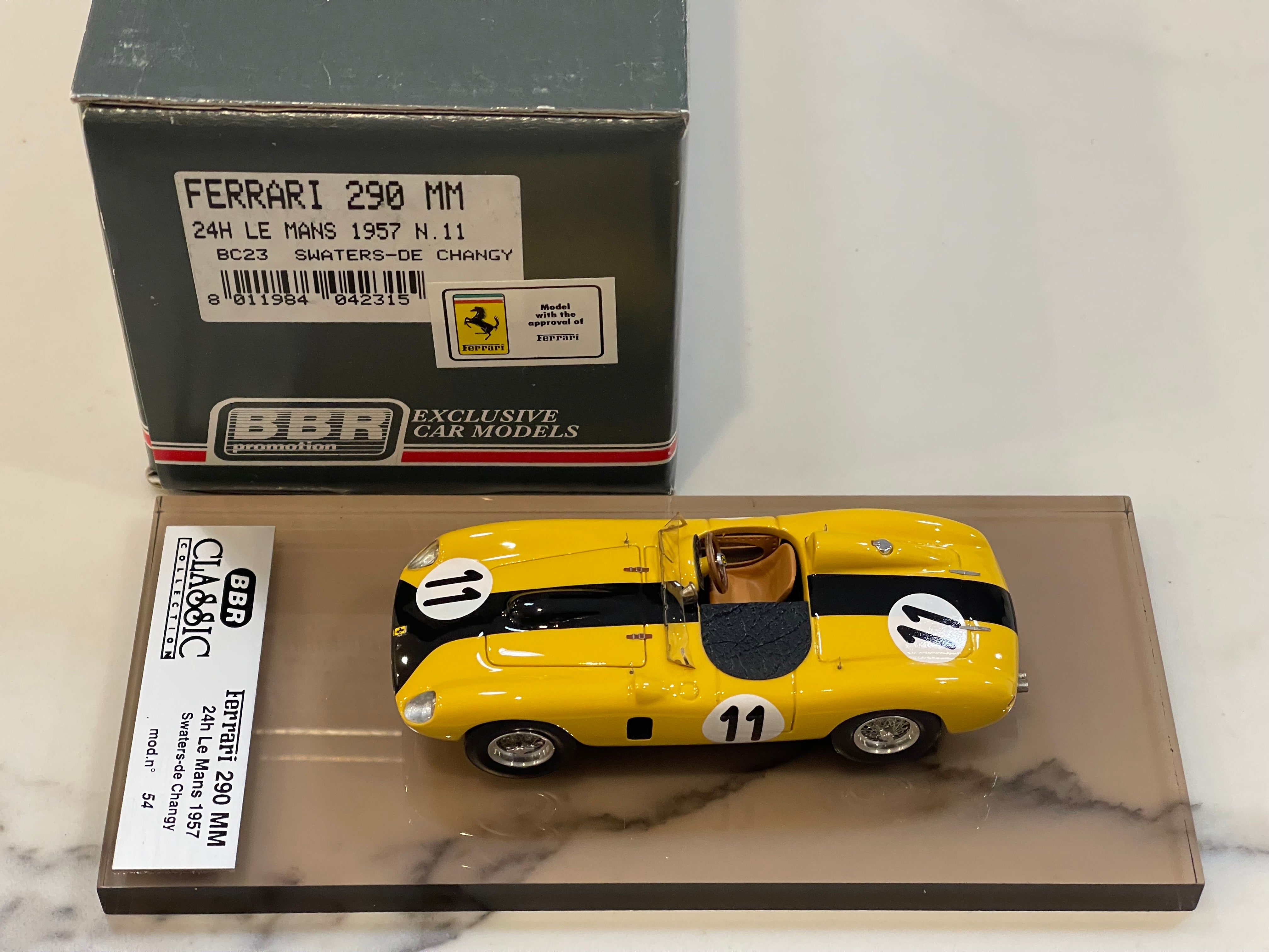 BBR 1/43 Ferrari 290 MM 24 Hours Le Mans 1957 Yellow No. 11 BC23 