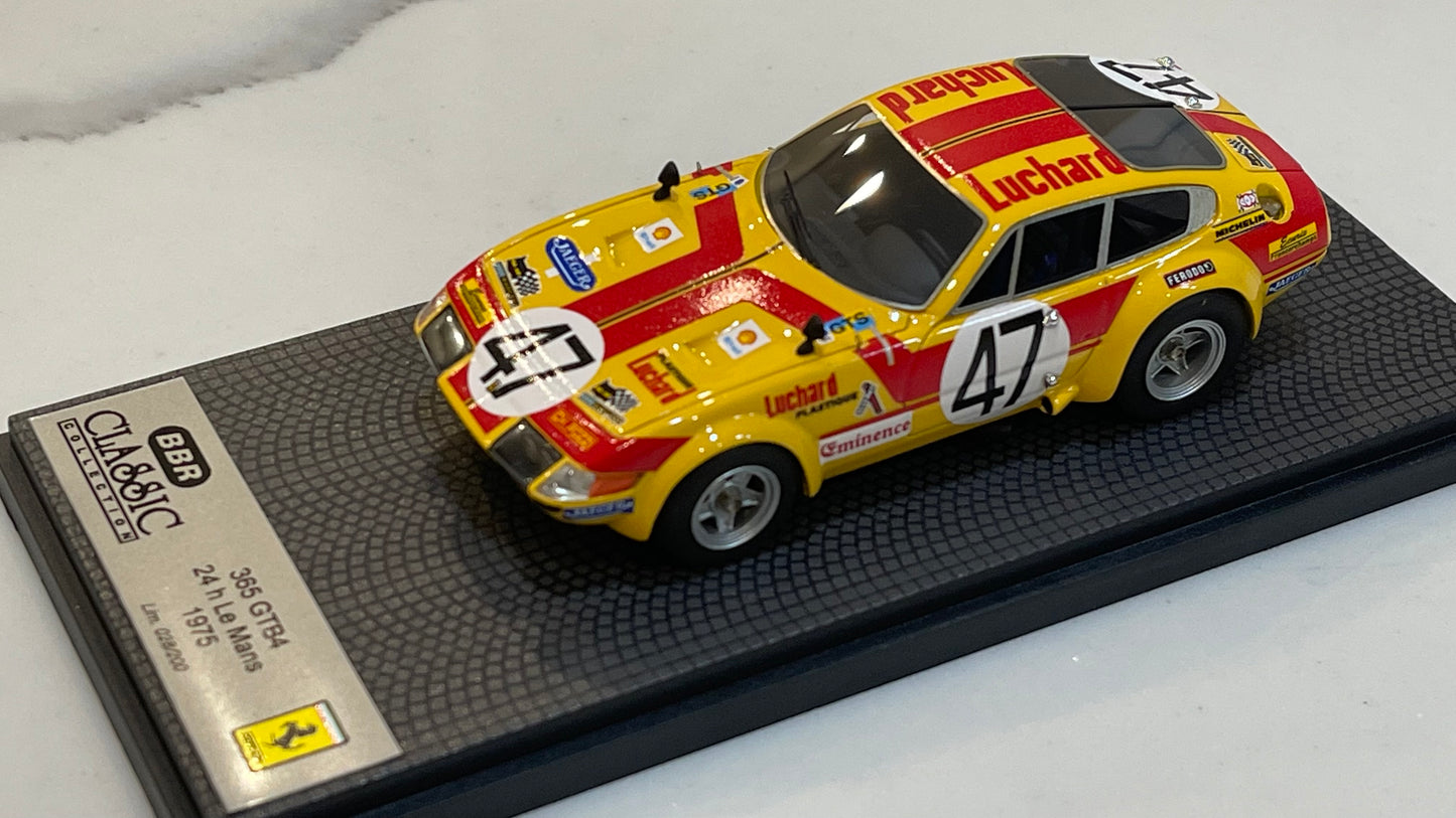 BBR 1/43 Ferrari 365 GTB4 24 Hours Le Mans 1975 Yellow No. 47 BC44
