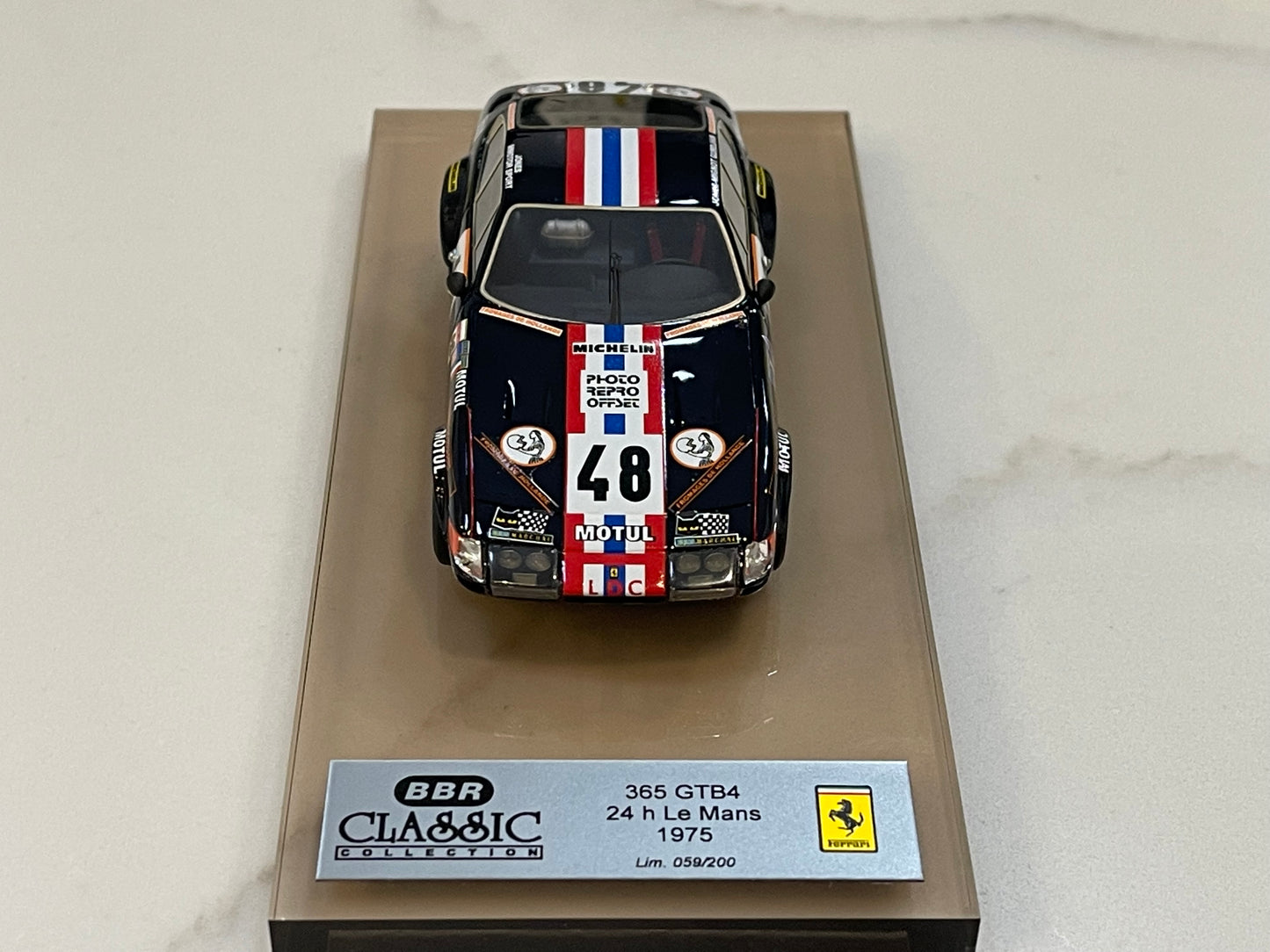 BBR 1/43 Ferrari 365 GTB4 24 Hours Le Mans 1975 Dark Blue No. 48 BC43