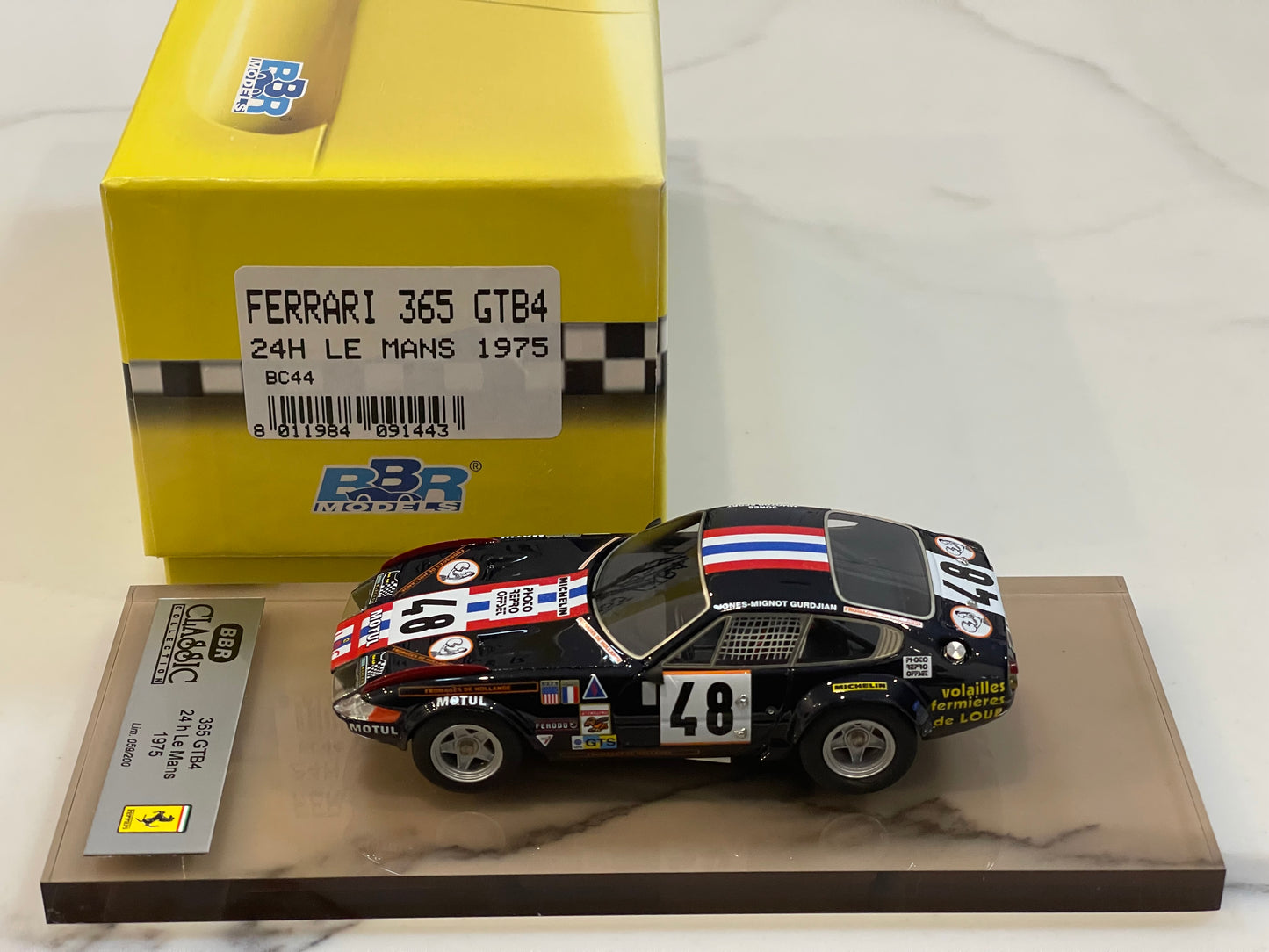 BBR 1/43 Ferrari 365 GTB4 24 Hours Le Mans 1975 Dark Blue No. 48 BC43