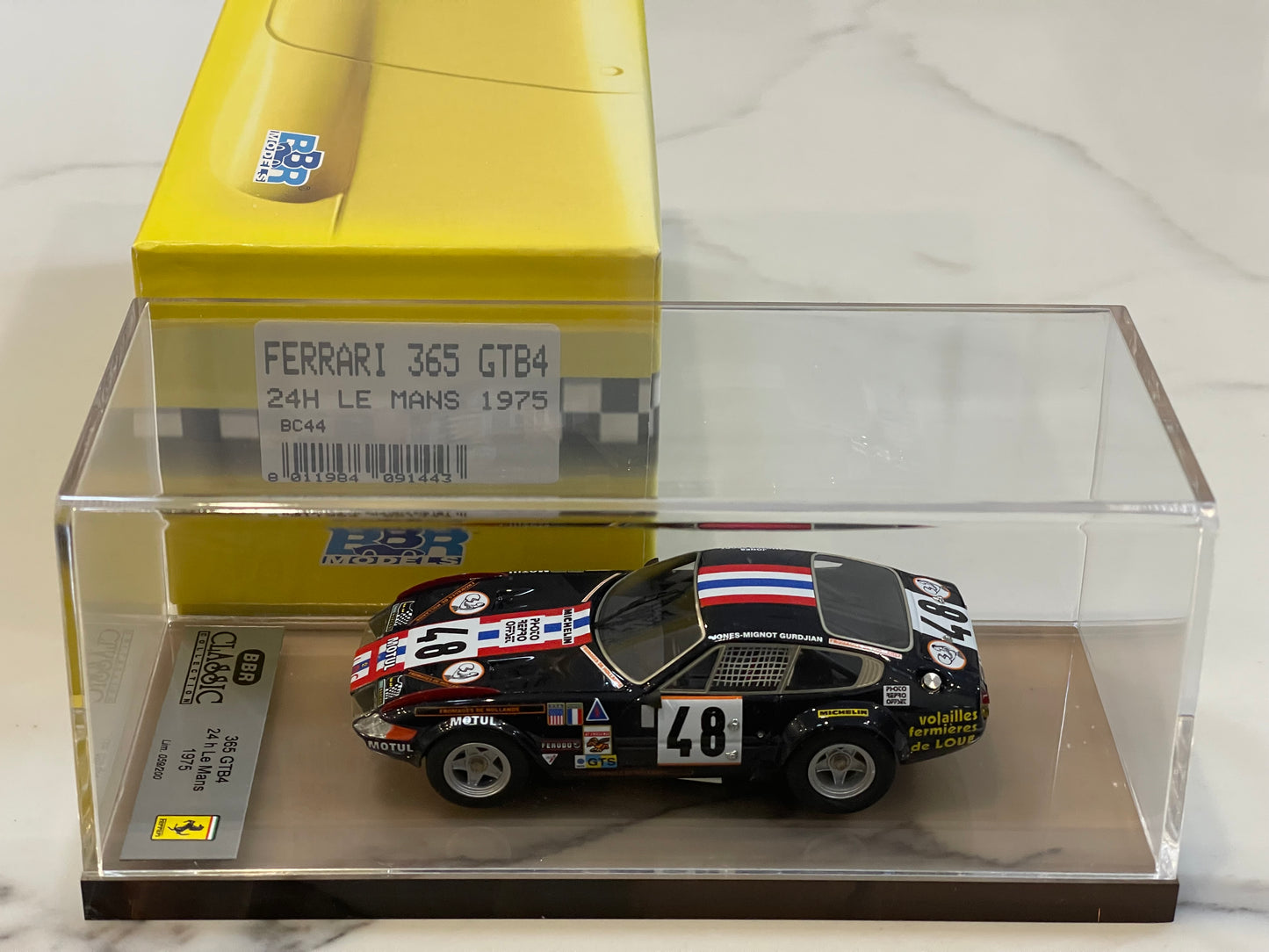 BBR 1/43 Ferrari 365 GTB4 24 Hours Le Mans 1975 Dark Blue No. 48 BC43