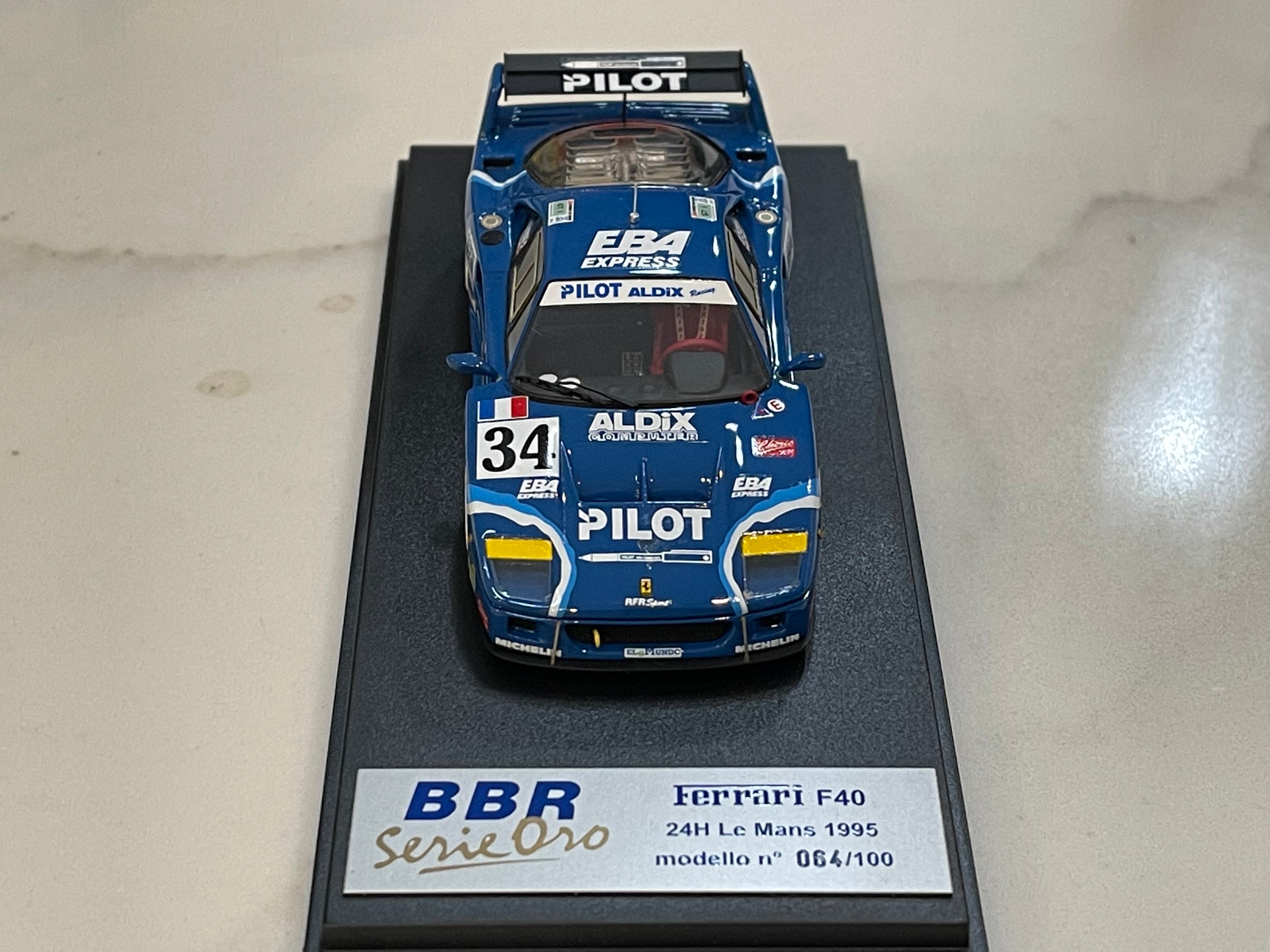 BBR 1/43 Ferrari F40 24 Hours Le Mans 1995 Blue No. 34 BG111