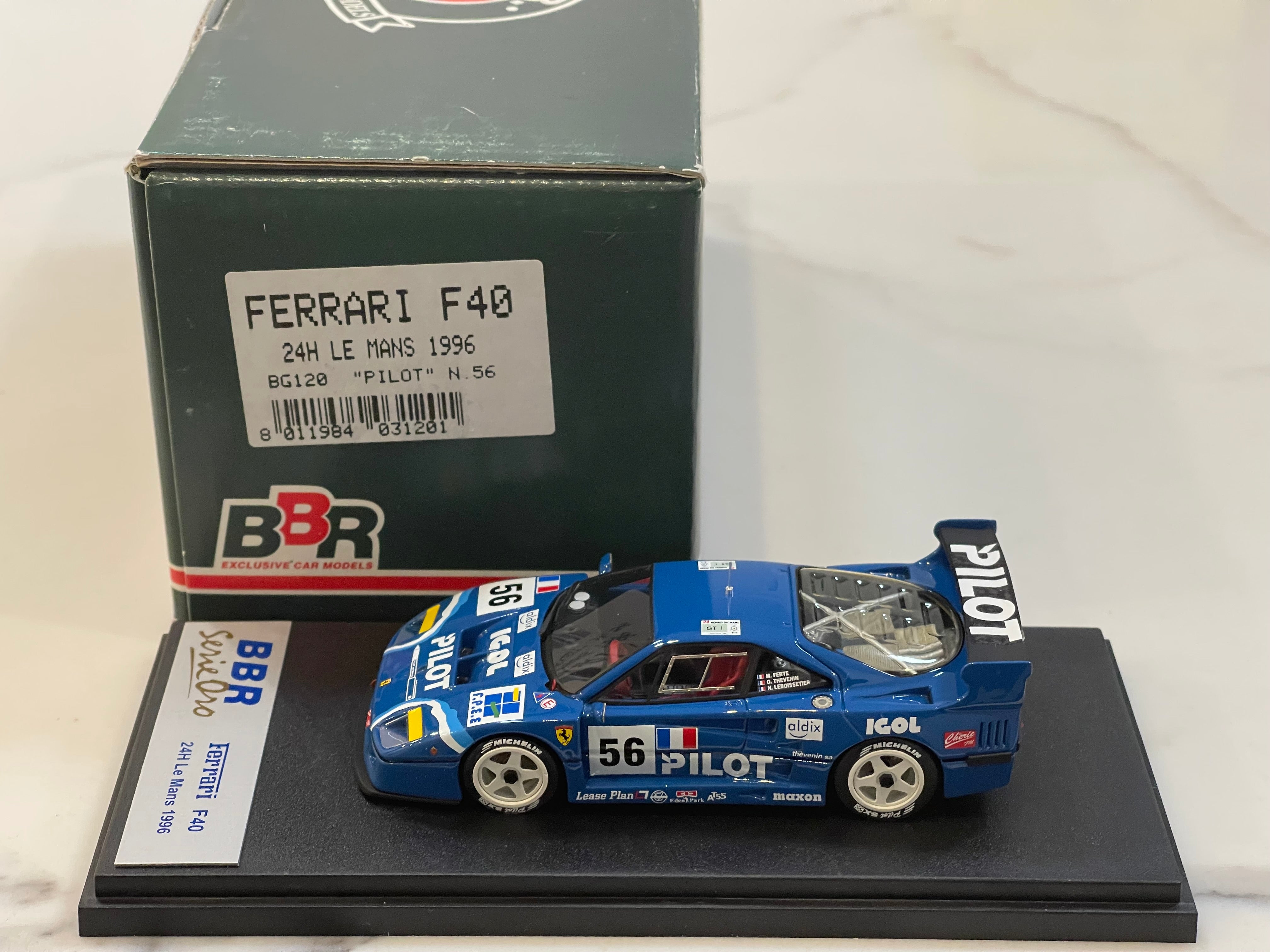 BBR 1/43 Ferrari F40 24 Hours Le Mans 1996 Blue No. 56 BG120