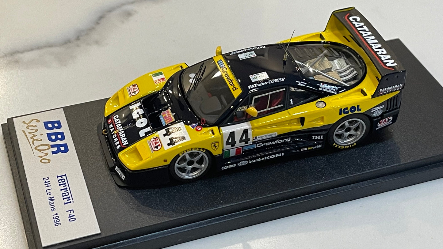 BBR 1/43 Ferrari F40 24 Hours Le Mans 1996 Blue/Yellow No. 44 BG123