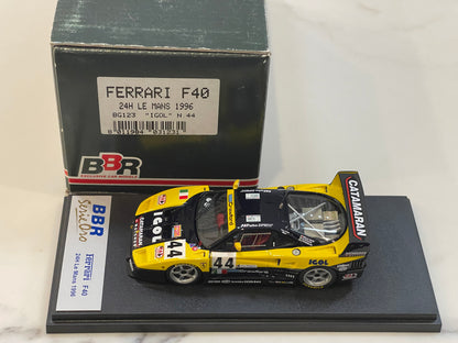 BBR 1/43 Ferrari F40 24 Hours Le Mans 1996 Blue/Yellow No. 44 BG123