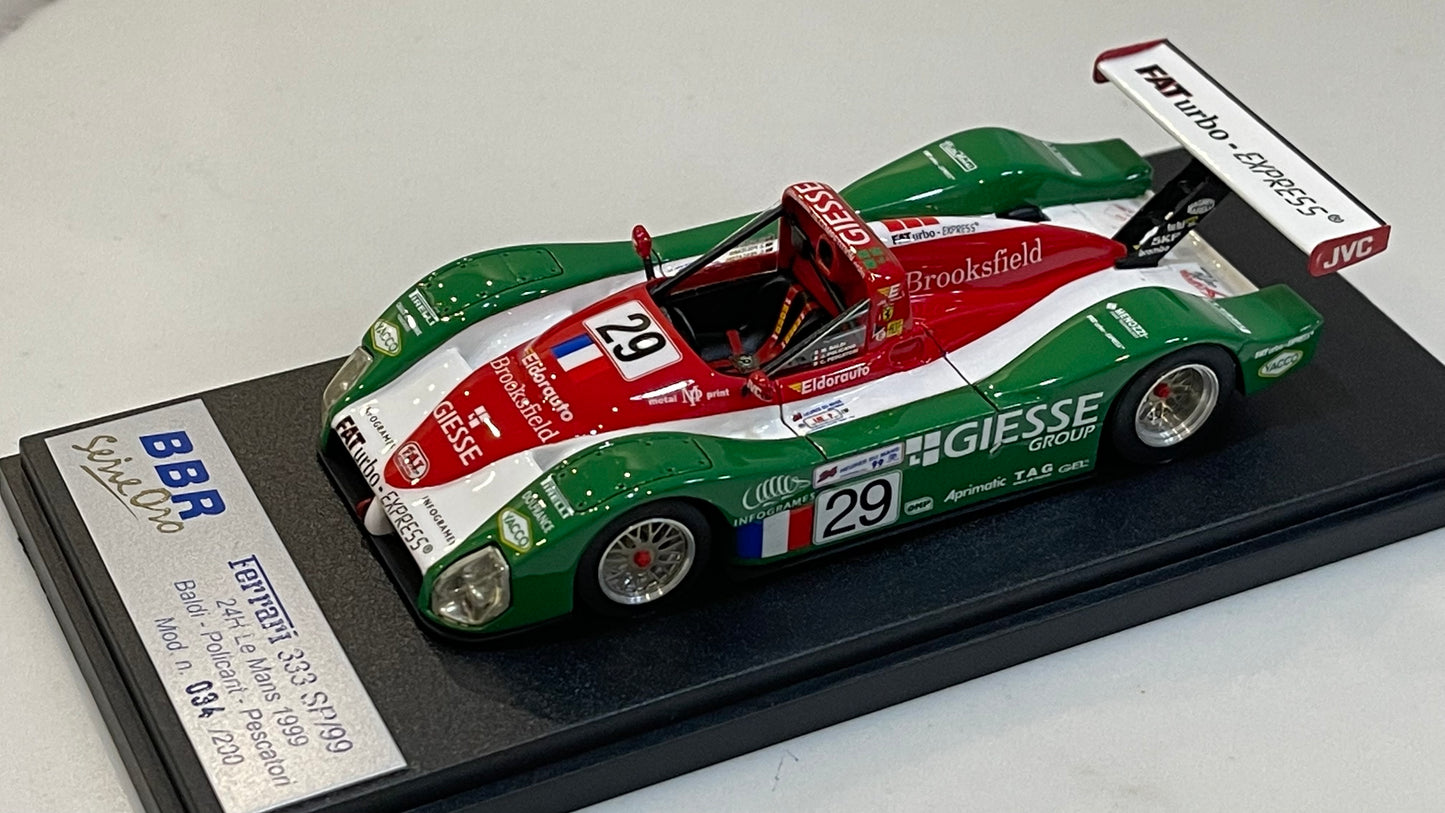 BBR 1/43 Ferrari 333 SP LMP 24 Hours Le Mans 1999 Green No. 29 BG180