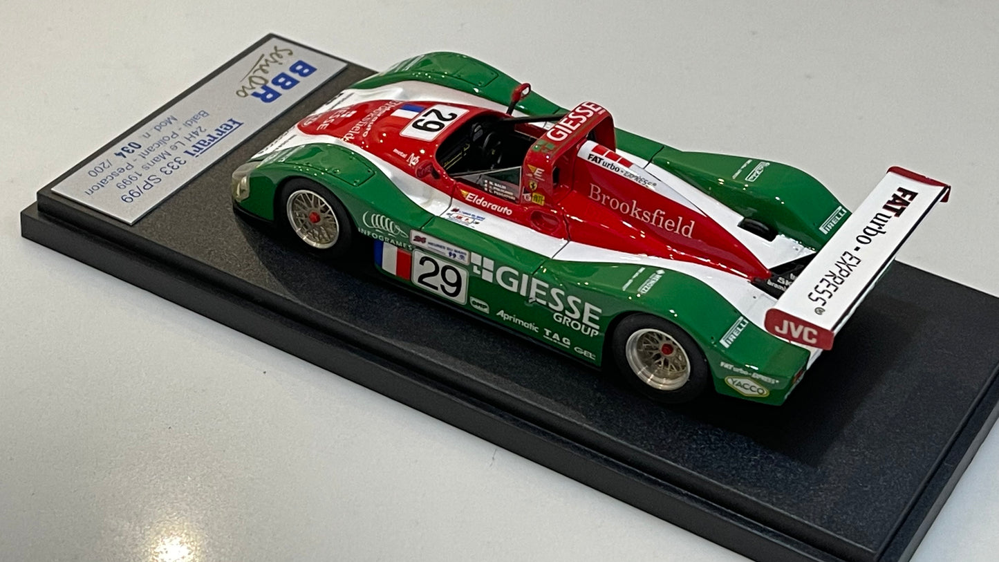 BBR 1/43 Ferrari 333 SP LMP 24 Hours Le Mans 1999 Green No. 29 BG180