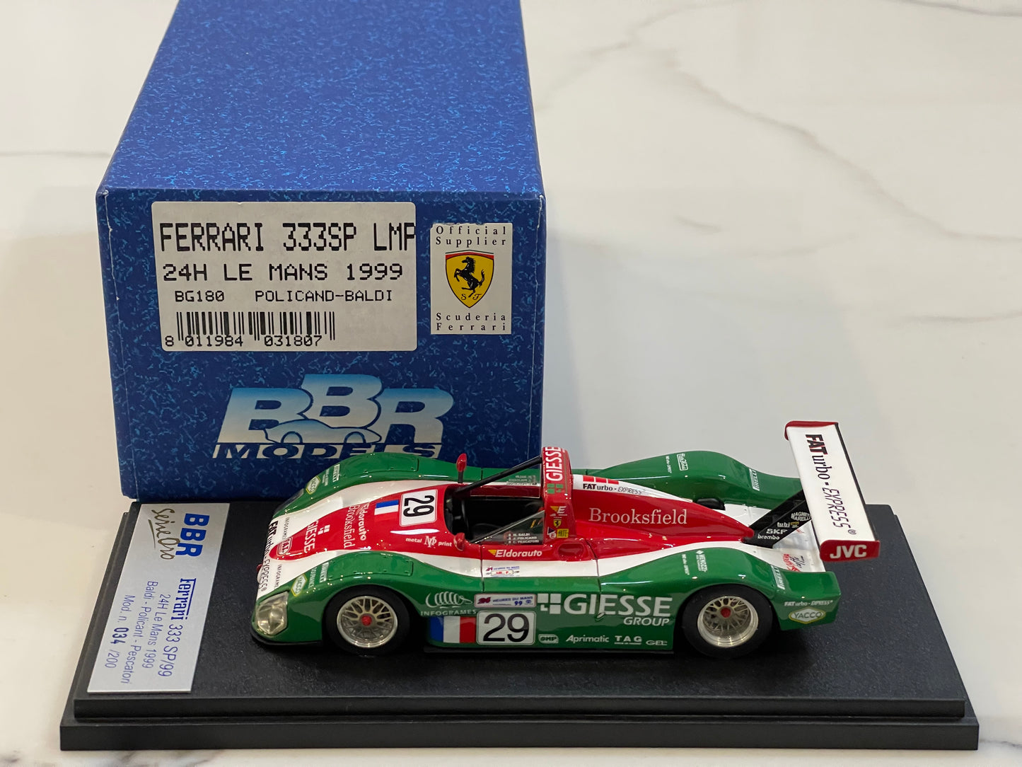 BBR 1/43 Ferrari 333 SP LMP 24 Hours Le Mans 1999 Green No. 29 BG180