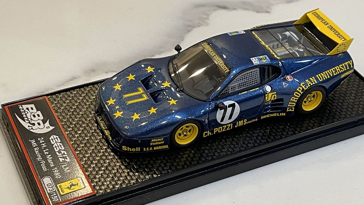 BBR 1/43 Ferrari 512 BBLM 24 Hours Le Mans 1980 Blue No. 77 BBRC37