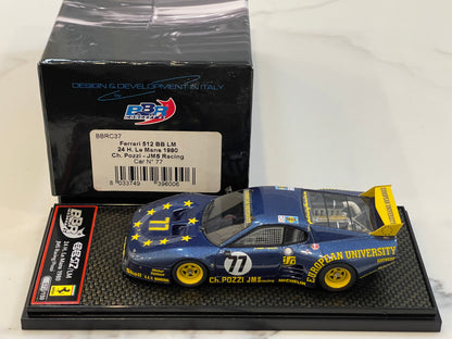 BBR 1/43 Ferrari 512 BBLM 24 Hours Le Mans 1980 Blue No. 77 BBRC37