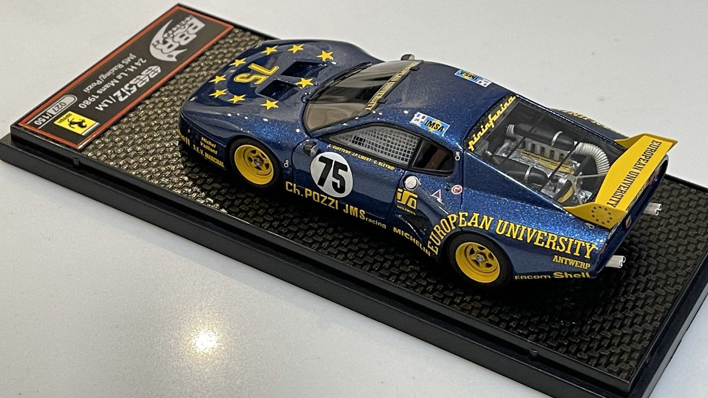 BBR 1/43 Ferrari 512 BBLM 24 Hours Le Mans 1980 Blue No. 75 BBRC38