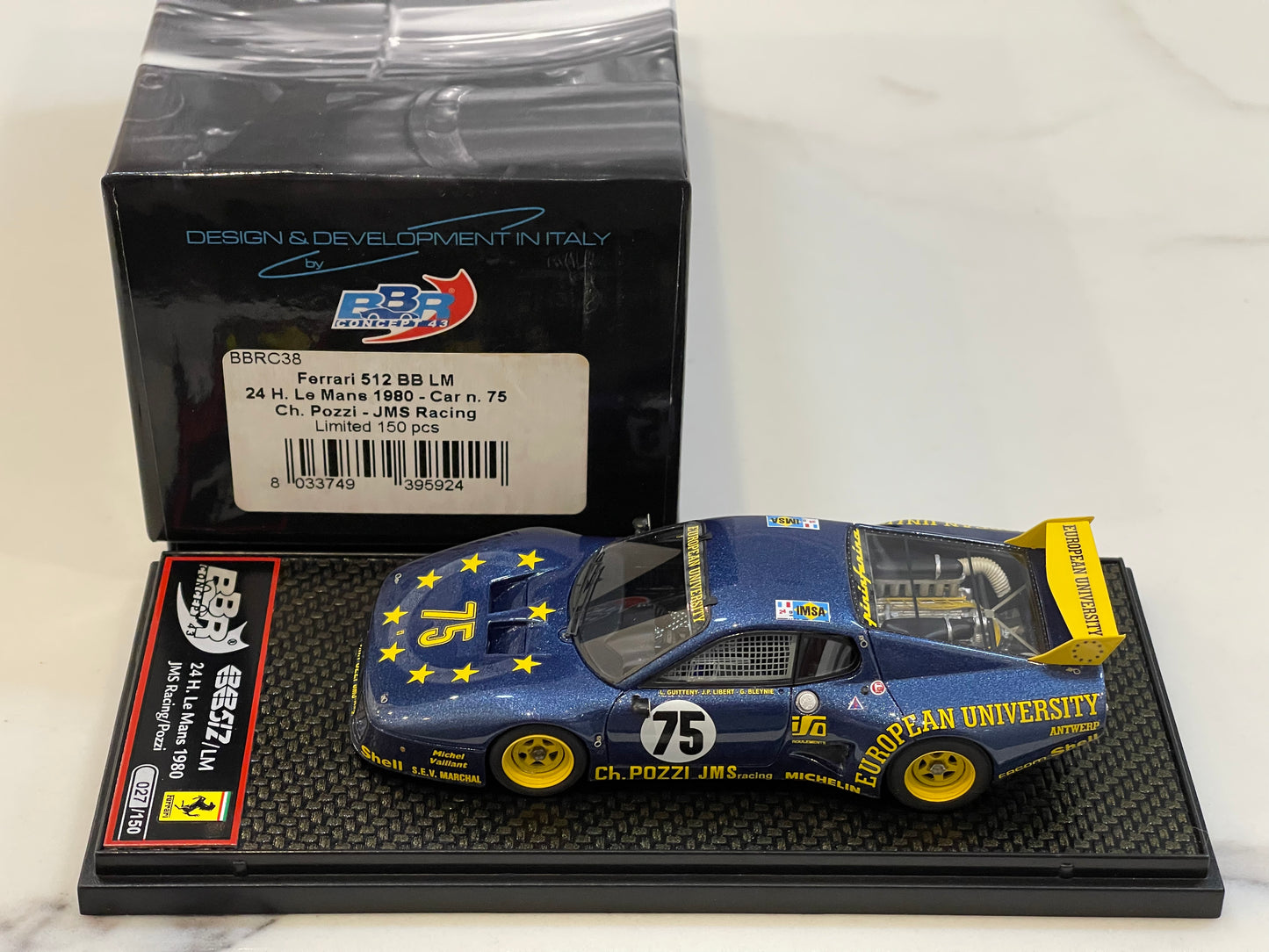 BBR 1/43 Ferrari 512 BBLM 24 Hours Le Mans 1980 Blue No. 75 BBRC38