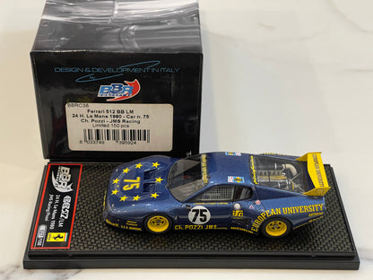 BBR 1/43 Ferrari 512 BBLM 24 Hours Le Mans 1980 Blue No. 75 BBRC38