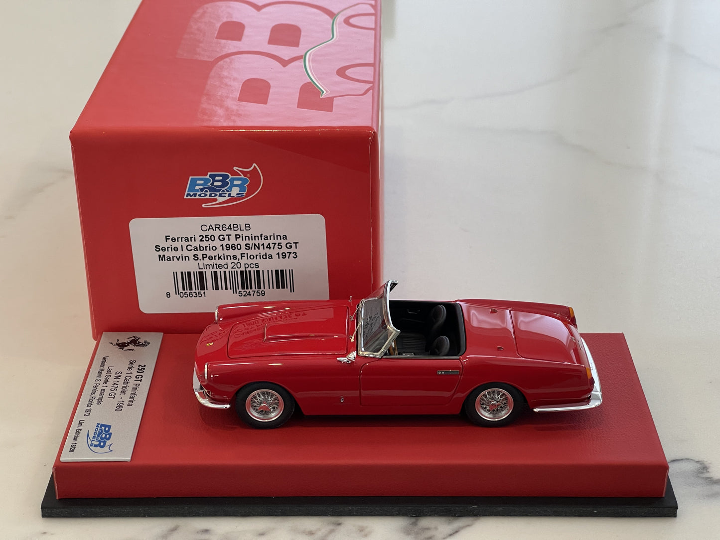 BBR 1/43 Ferrari 250 GT Cabriolet Series I 1475GT 1960 Red CAR64BLB
