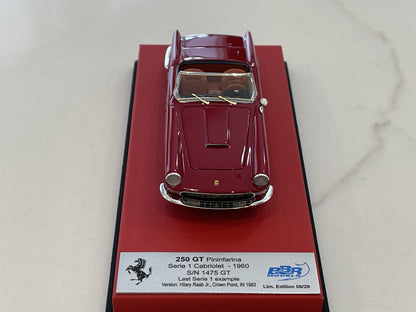 BBR 1/43 Ferrari 250 GT Cabriolet Series I 1475GT 1960 Dark Red CAR64CLB