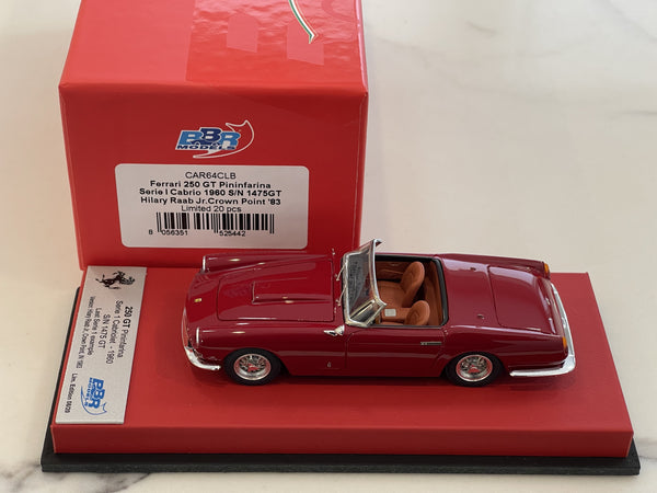 BBR 1/43 Ferrari 250 GT Cabriolet Series I 1475GT 1960 Dark Red CAR64C –  Paddock Collection