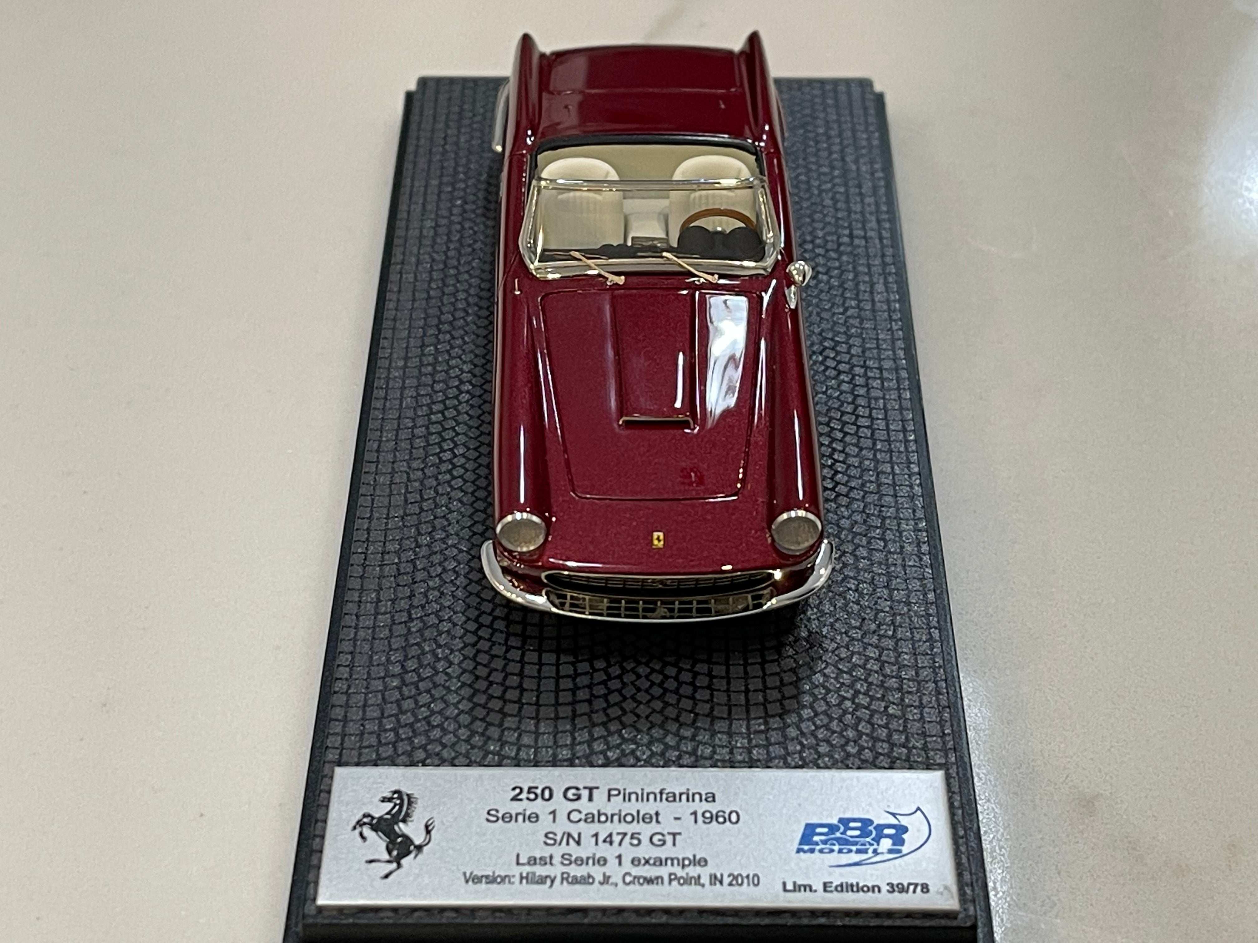 BBR 1/43 Ferrari 250 GT Cabriolet Series I 1475GT 1960 Dark Red CAR64D