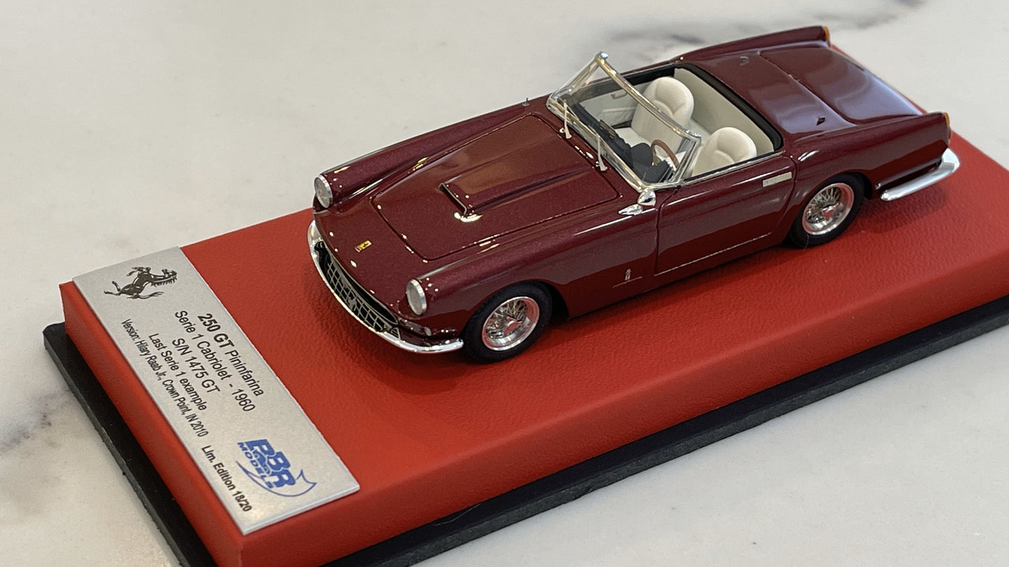 BBR 1/43 Ferrari 250 GT Cabriolet Series I 1475GT 1960 Dark Red CAR64DLB