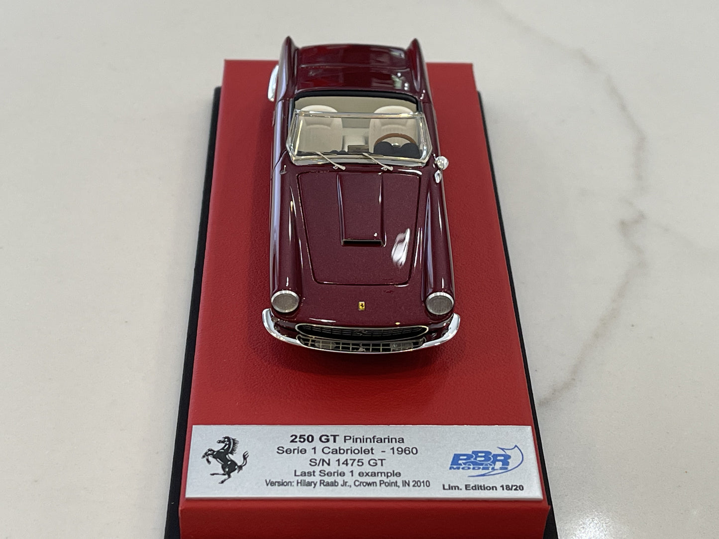 BBR 1/43 Ferrari 250 GT Cabriolet Series I 1475GT 1960 Dark Red CAR64DLB