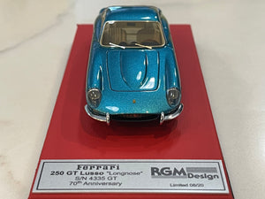 BBR 1/43 Ferrari 250 GT Lusso Long Nose 4335GT 1963 Met. Light Blue RGM15LB8