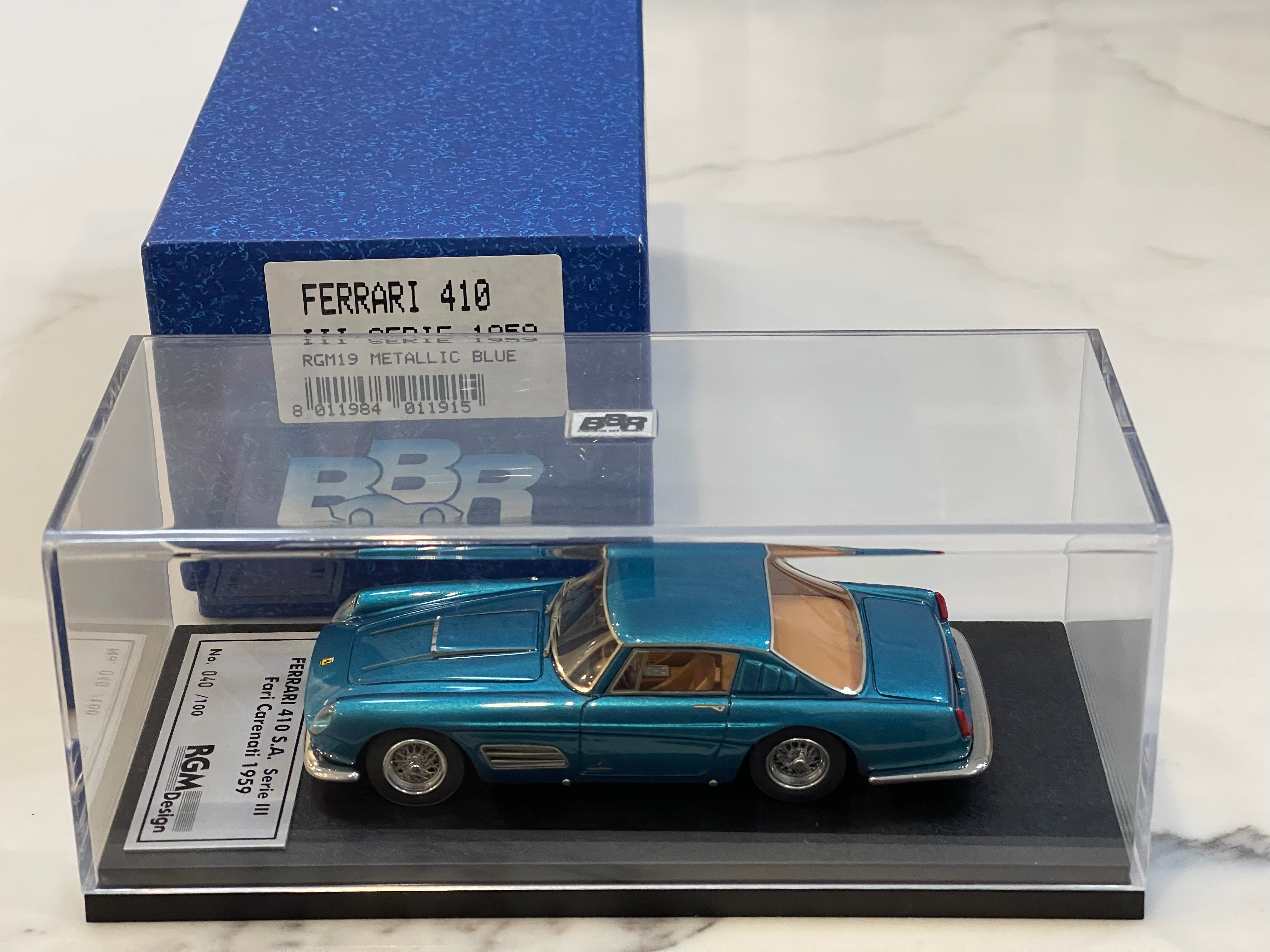 BBR 1/43 Ferrari 410 SA Series III Fari Carenati 1959 Met. Blue RGM19
