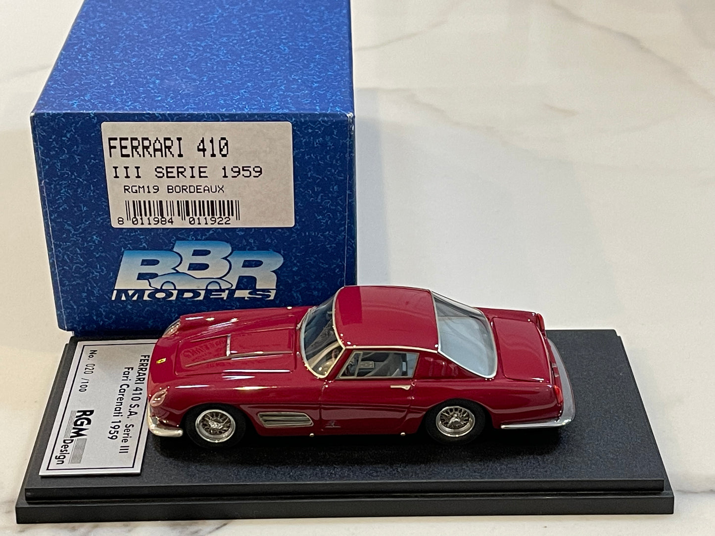 BBR 1/43 Ferrari 410 SA Series III Fari Carenati 1959 Dark Red RGM19