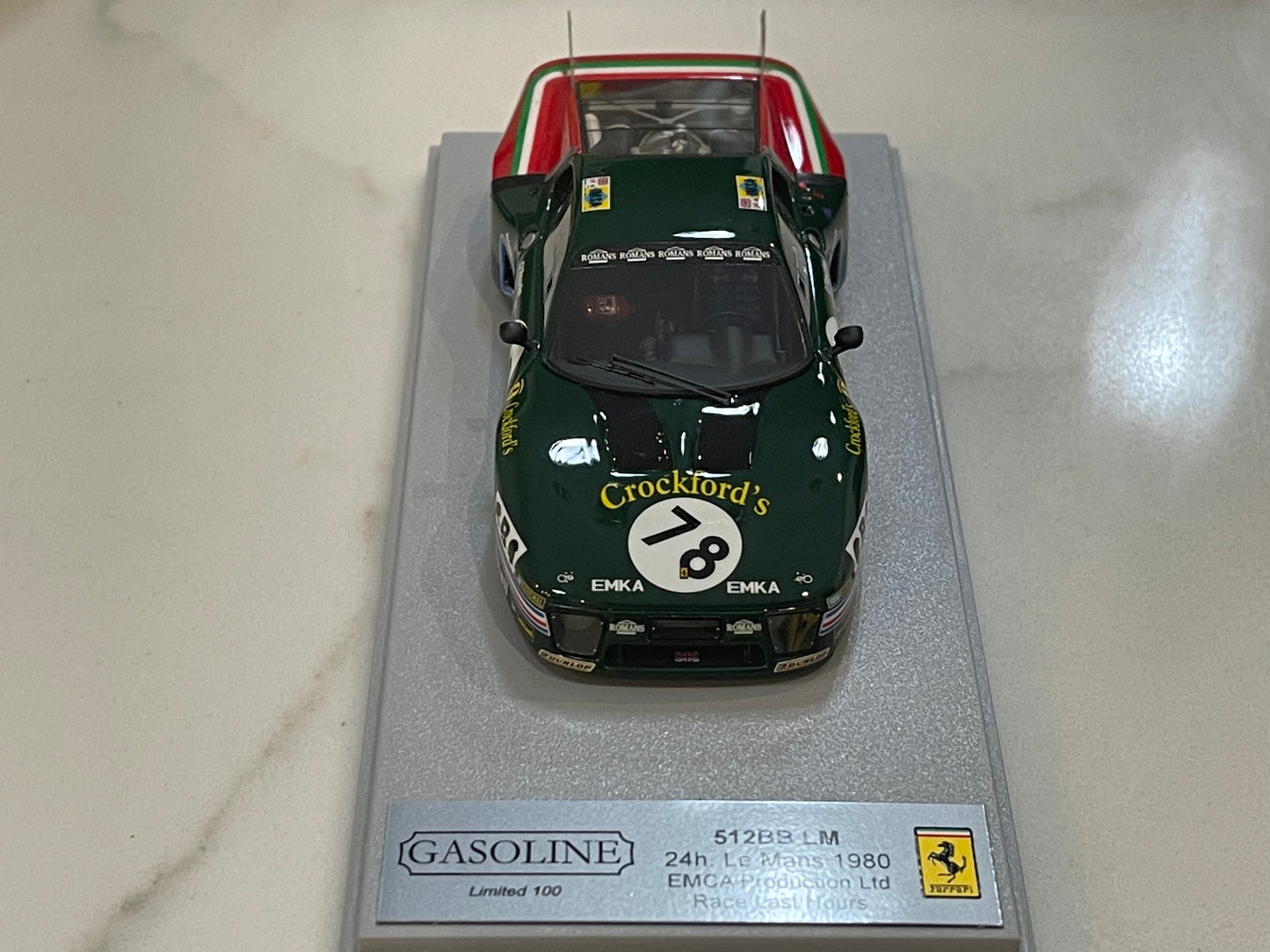 Gasoline 1/43 Ferrari 512 BBLM 24 Hours Le Mans 1980 Green No. 78 GAS10036M