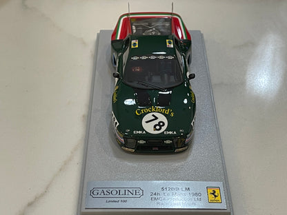Gasoline 1/43 Ferrari 512 BBLM 24 Hours Le Mans 1980 Green No. 78 GAS10036M