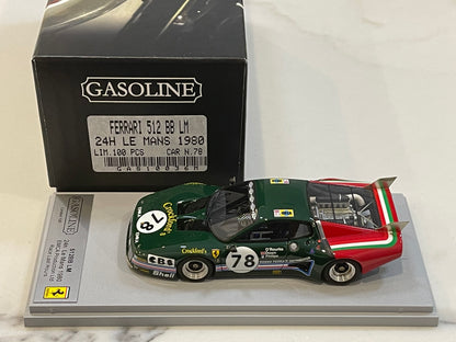 Gasoline 1/43 Ferrari 512 BBLM 24 Hours Le Mans 1980 Green No. 78 GAS10036M