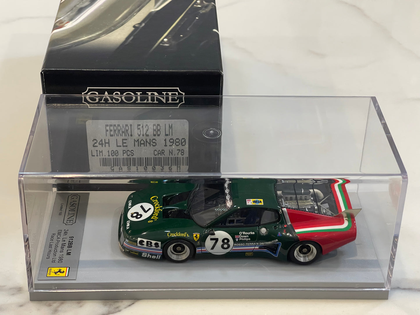 Gasoline 1/43 Ferrari 512 BBLM 24 Hours Le Mans 1980 Green No. 78 GAS10036M