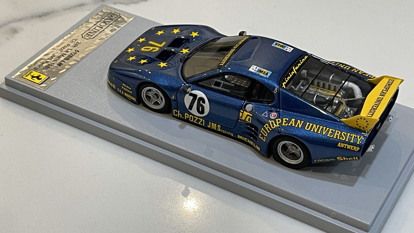 Gasoline 1/43 Ferrari 512 BBLM 24 Hours Le Mans 1980 Blue No. 76 GAS10037
