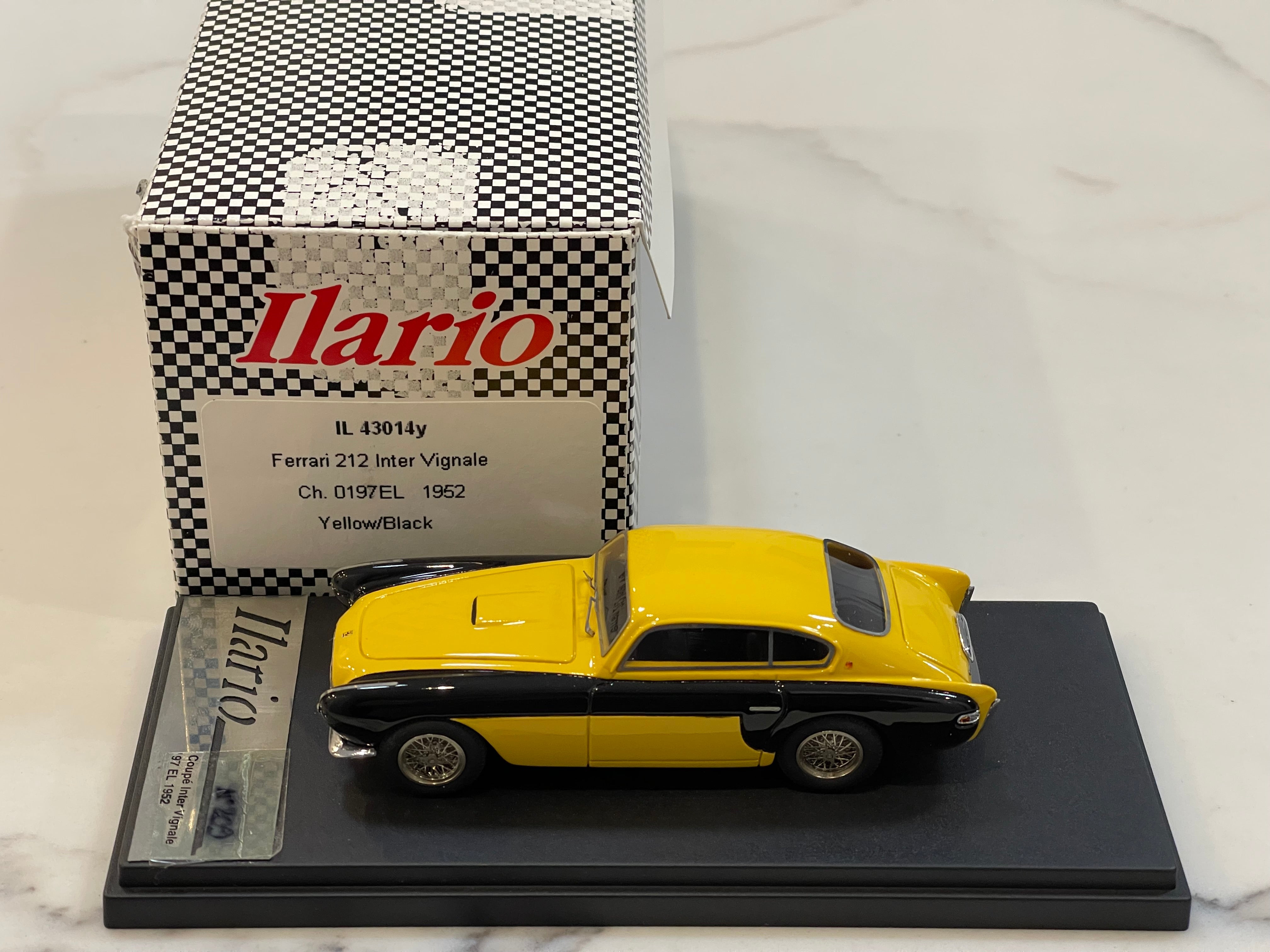 Ilario 1/43 Ferrari 212 Inter Vignale Coupe 0197EL 1952 Yellow/Black I –  Paddock Collection