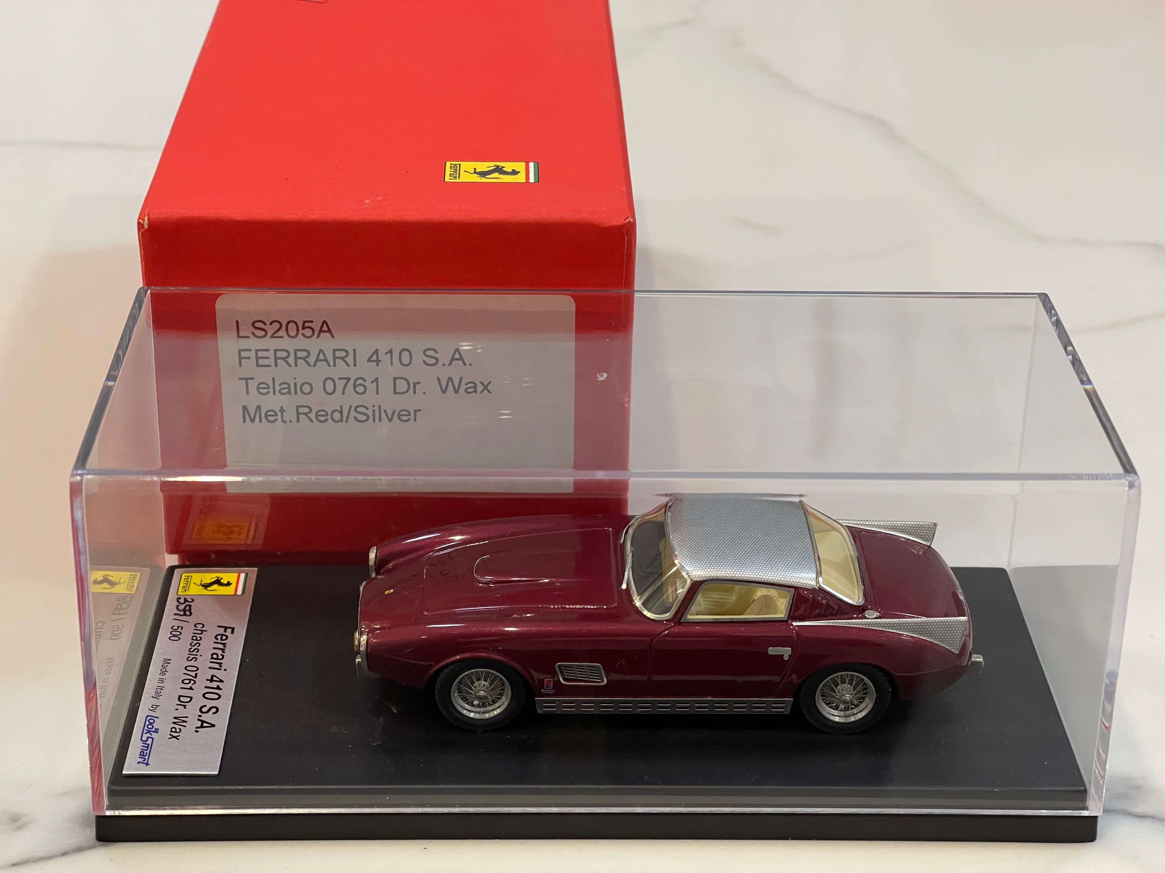 Looksmart 1/43 Ferrari 410 SA Telaio 0761SA Dr. Wax 1957 Met. Red