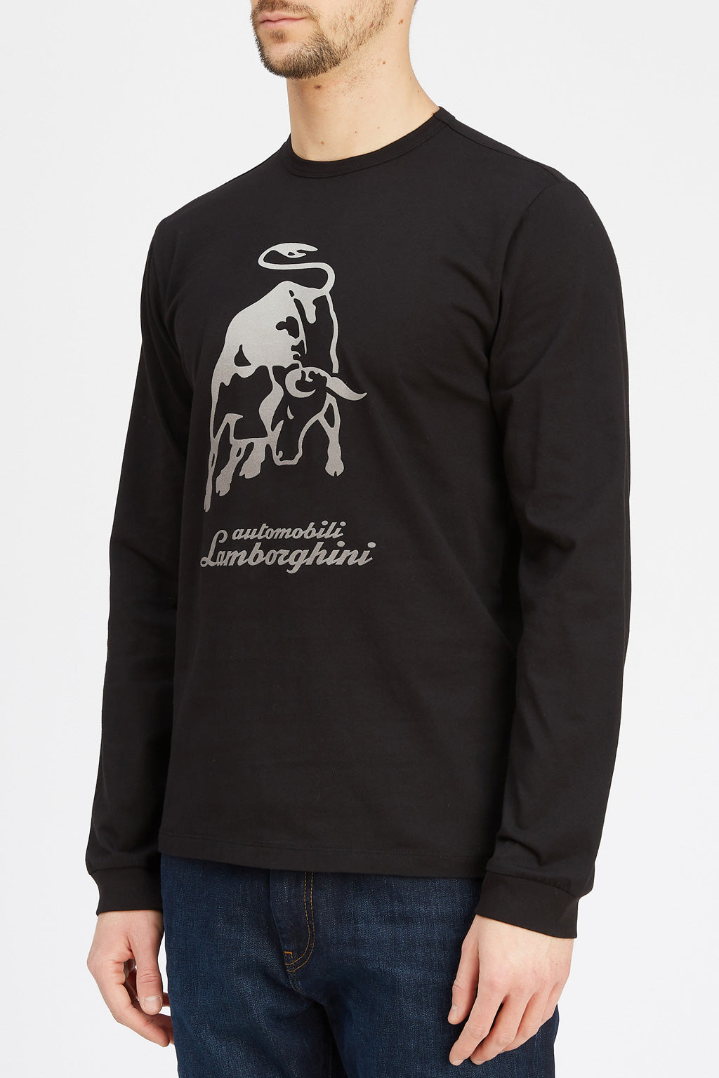 LAMBORGHINI Men's Big Bull Long Sleeve T-Shirt Black
