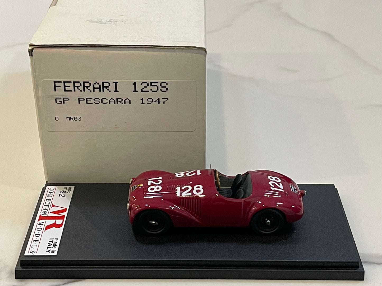 MR 1/43 Ferrari 125 Sport GP Pescara 1947 Dark Red No. 128 MR03