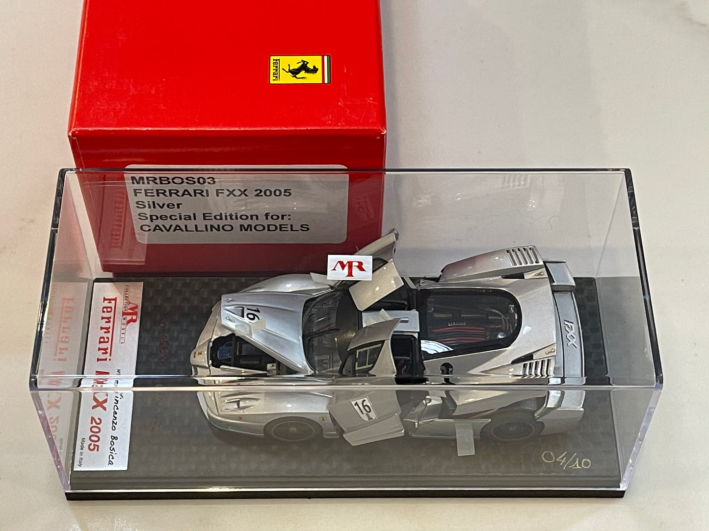 MR BOSICA 1/43 FERRARI FXX 2005 SILVER #16 OPEN/CLOSE MRBOS03