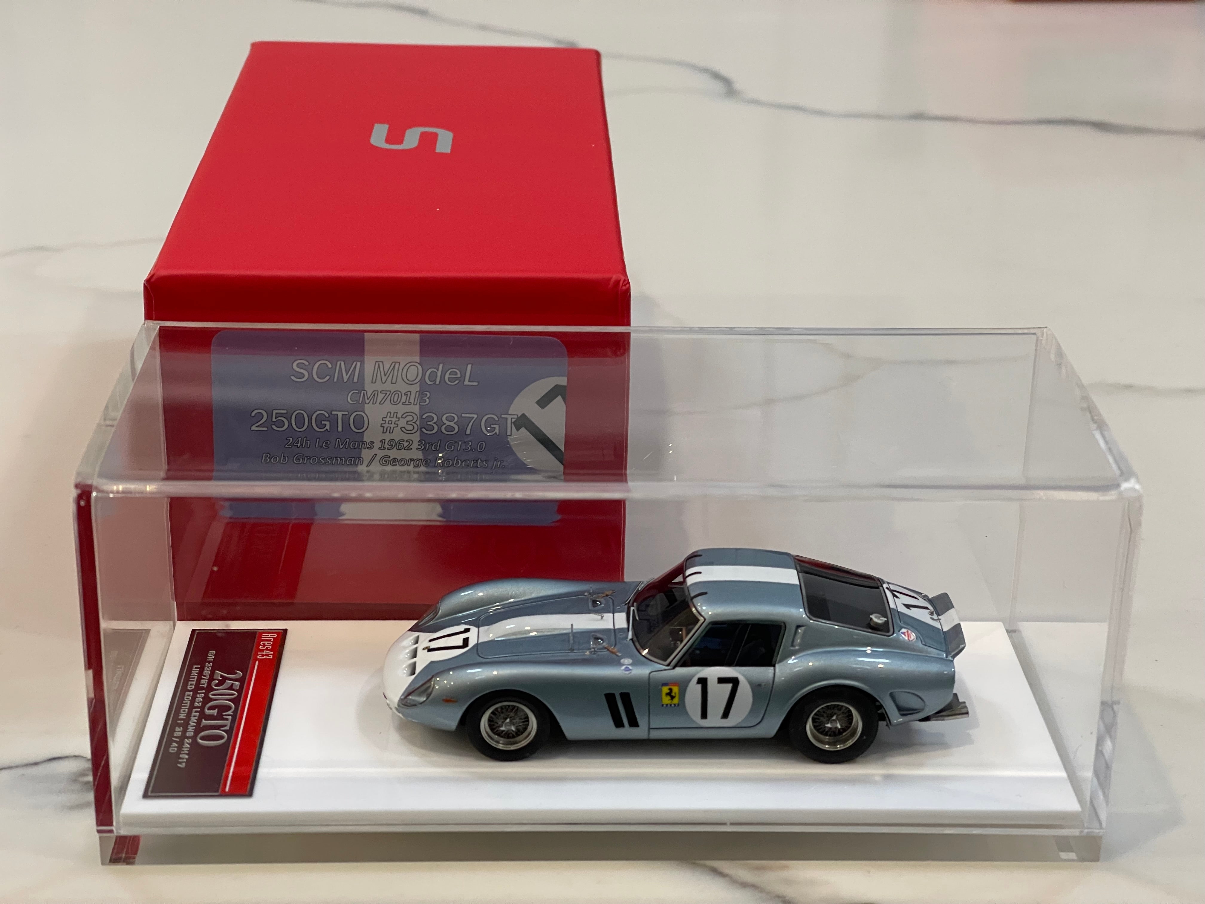 SCM 1/43 Ferrari 250 GTO 3387GT 24 Hours Le Mans 1962 Light Blue No. 17 CM701/3